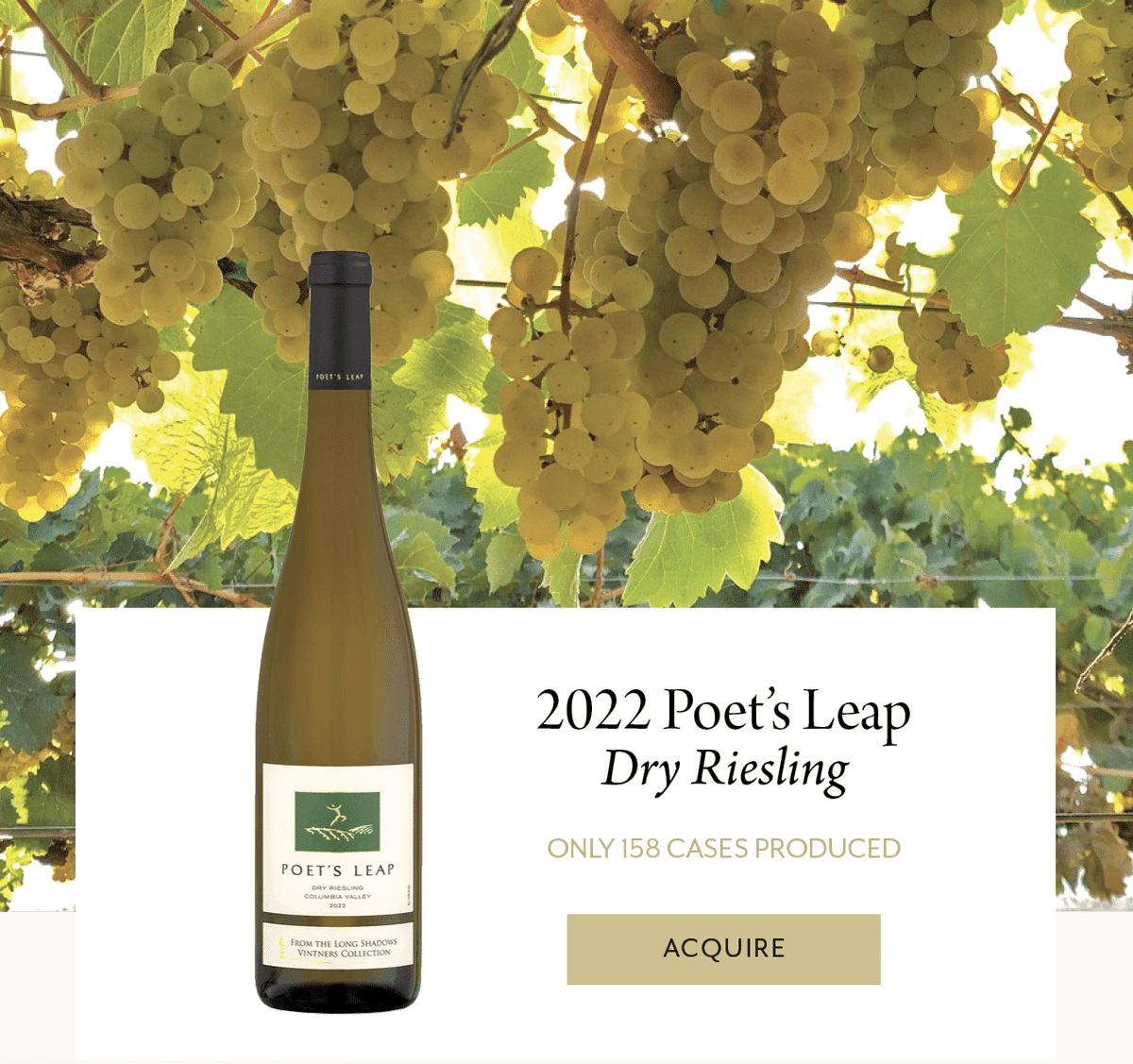 Our 2022 Poet's Leap Dry Riesling is here! With only 158 cases produced, this wine is expected to sell out quickly. Order now: bit.ly/3VbCtiP