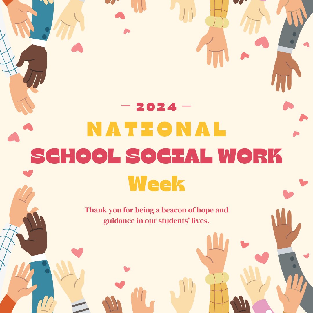 Before we head into the weekend, a heartfelt thank you to our school social workers for being guiding lights in our students' lives. Take time to rest and care for yourselves—you truly deserve it. 🌟📘 #SchoolSocialWorkWeek