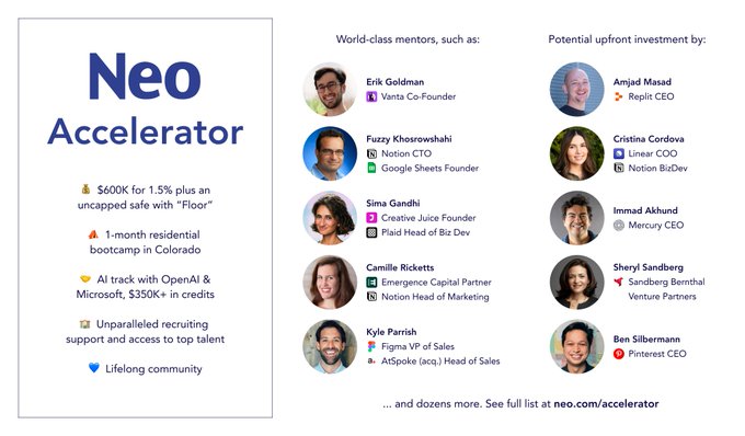 1 more week to apply to Neo Accelerator! 🔥  Learn more at https://t.co/apd4gZ2upG and sign up below for