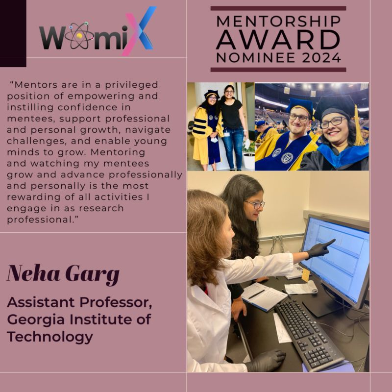 Meet Neha Garg, our next WomiX Mentorship Award nominee! 🌟 Neha's patient mentorship style & effective teaching strategies have empowered students to excel in metabolomics. Their success stories speak volumes! Congratulations, Neha, and thank you for enriching our community!