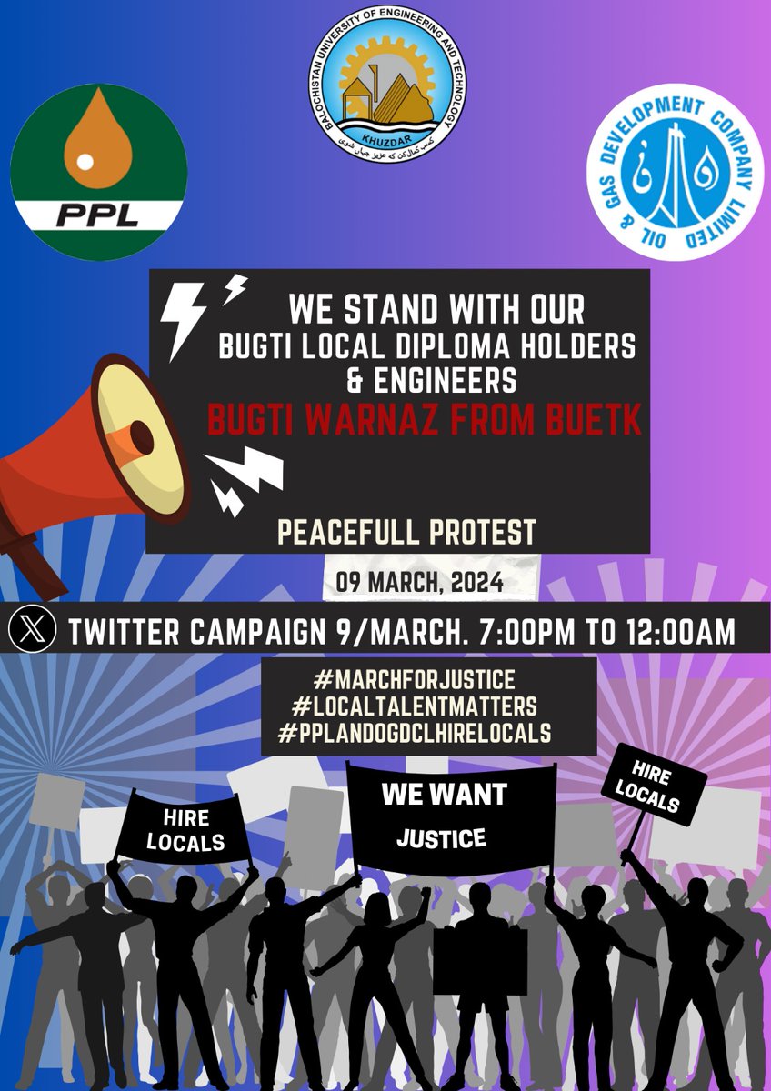 FaheemKalper's tweet image. #LOCALTALENTMATTERS
#PPLANDOGDCLHIRELOCAL
#BugtiYouthMovement
#MARCHFORJUSTICE
#BALOCHISTAN #DERABUGTI