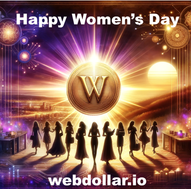 Happy International Women's Day from #WebDollar! 

Today, we celebrate the remarkable women who are illuminating the path in #crypto and beyond.

 #IWD2024 #EmpowermentWithWD #Cryptocurency #FinancialFreedom #BeYourOwnBoss #people #innovations  #Bitcoin #ETF #NFTs #trade #invest