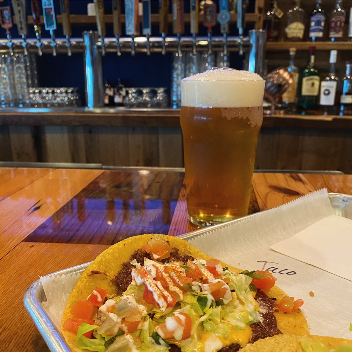 Just cracked a keg <a href="/TheCivilLife/">Be Civil</a> Czech Pils!  It plays really well with our smash Tacos, whose proper corn masa tortillas we get from El Molino!  #getsmashed