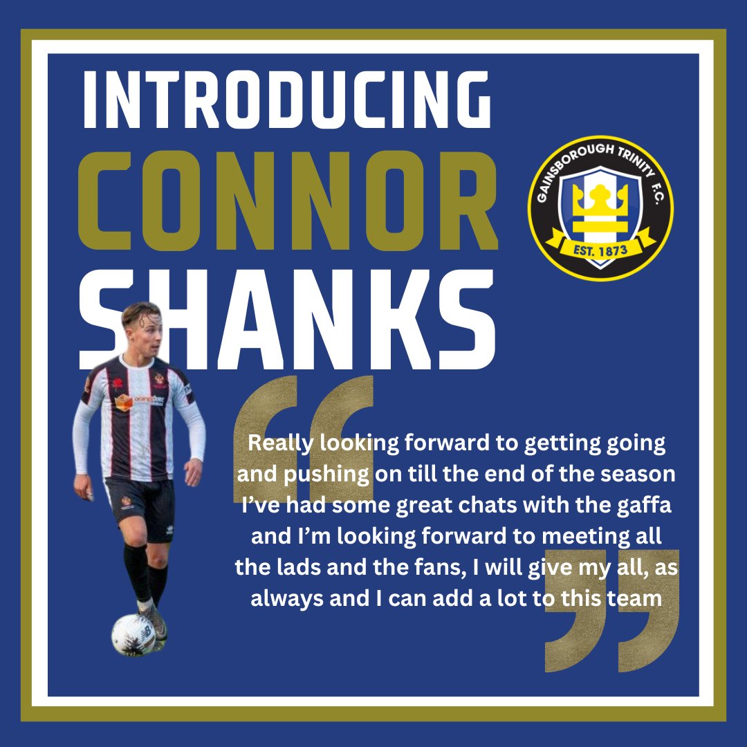 Introducing our newest signing with former experience @BPAFCOfficial @SpennymoorTown @htafc @bostonunited @NuneatonBoroFC and @officialbantams - it's none other than @connorshanks10 ⚽️ 💙