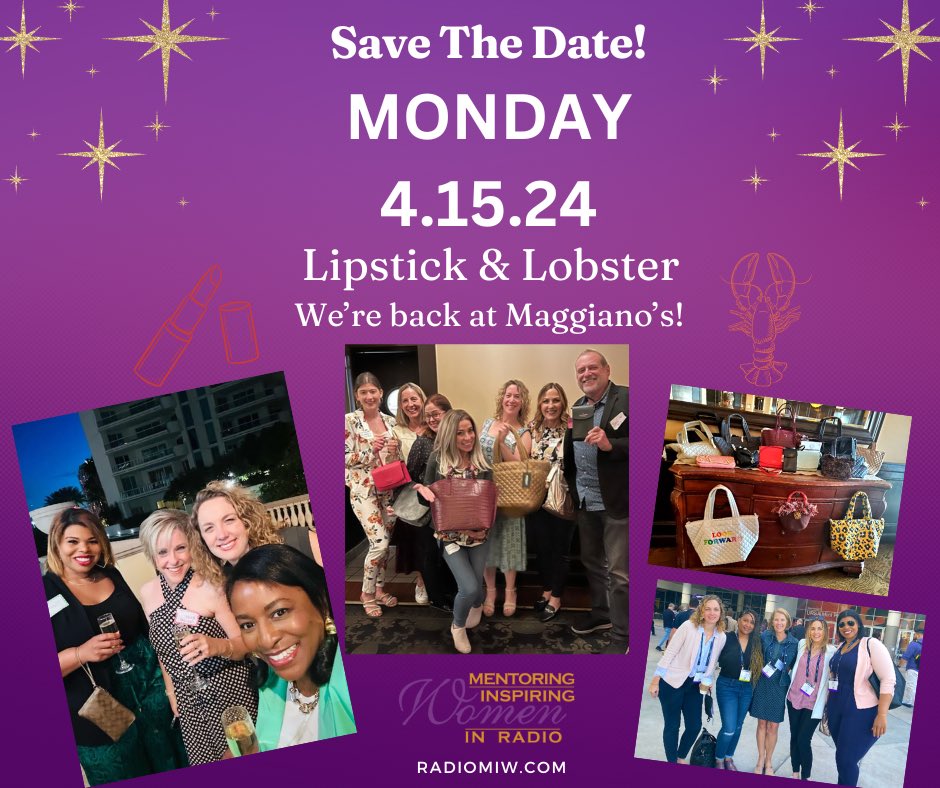 We are so excited to announce the pre-sale for 2024's Lipstick and Lobster Event! Even better, we are back at Maggiano's Las Vegas. radiomiw.charityproud.org/EventRegistrat… #MIWRadio #MentoringInspiringWomen