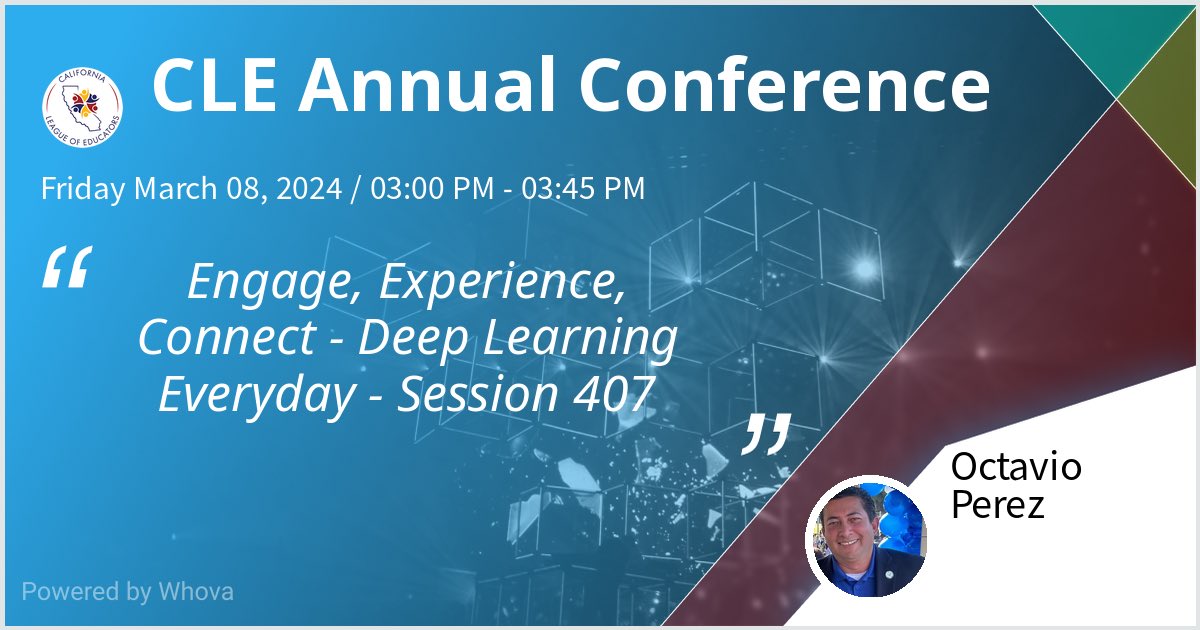 I am speaking at CLE Annual Conference. Please check out my talk if you're attending the event! @CalEducators #CLEAnnual24 #SchoolstoWatch - via #Whova event app