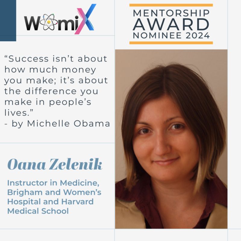 Oana Zeleznik always shares her passion 4 helping others achieve their goals & guides her mentees thru their metabolomics journey w/ her exceptional technical expertise. She creates an open & supportive environment. Congratulations & thank you for being a valued member of WomiX.