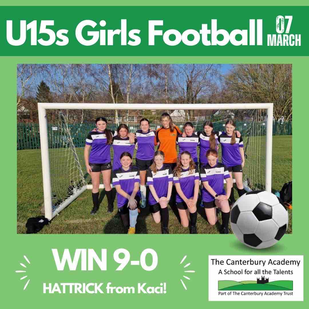 Under 15’s girls football team beat Archbishops school 9-0 ! 🙌🏆⚽️ #CATsport #girlsfootball #thisgirlcan