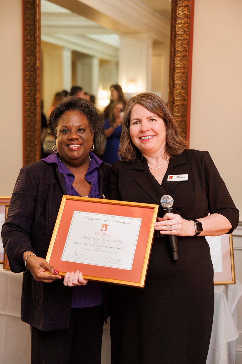 This week I was recognized as a South Carolina Health Policy Fellow by the South Carolina Institute of Medicine and Public Health. I was one of 13 members of the General Assembly who participated in the fall 2023 Health Policy Fellows Program.