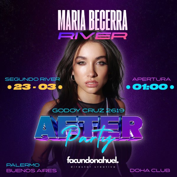 ¡Luego de los conciertos en River de Maria Becerra llega el #AfterParty!

📆 22 (ÚLTIMAS entradas) y 23 de marzo
📍 Palermo, CABA (Doha Club)
🎟️ $2500 (15% de descuento con transferencia) popfest.empretienda.com.ar

¿Nos vemos ahí? 🤩