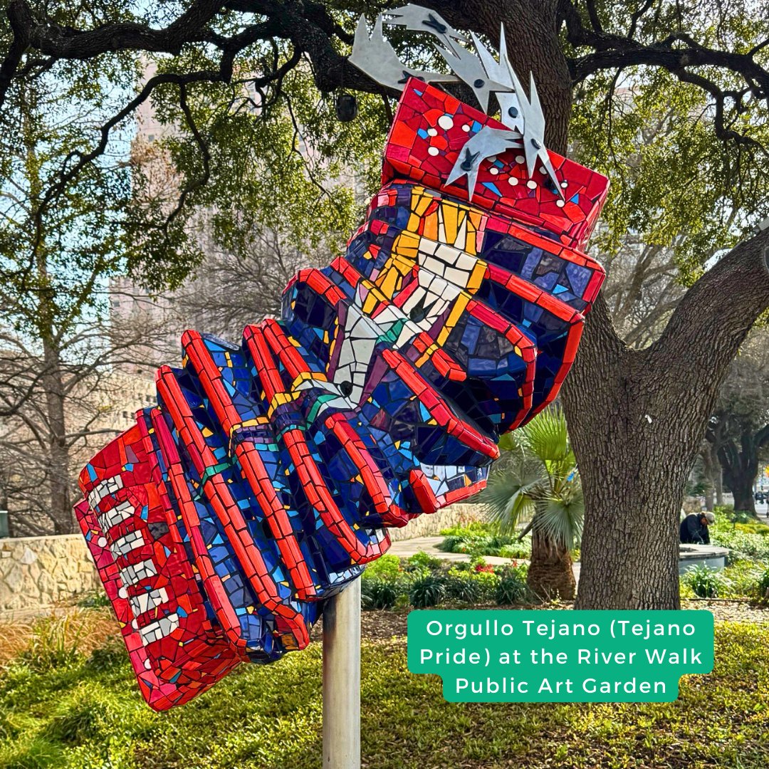 On Tuesday, March 26 at 1 p.m. you are invited to join us in celebrating the completion of 'Orgullo Tejano' (Tejano Pride) by San Antonio artist Luis Lopez, at the River Walk Public Art Garden (802 River Walk, San Antonio, TX 78205) events.getcreativesanantonio.com/event/public-a…