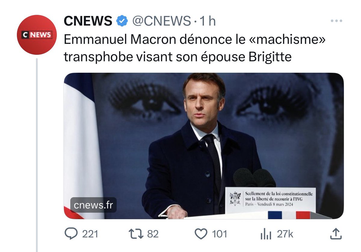 55Bellechasse's tweet photo. D’ici 48h cette position absurde de Macron fera le tour du Monde

« Machisme transphobe »
C est vraiment étrange

Il suffirait de sortir une photo enceinte ou avec les enfants jeunes

Mais la … a moins de déclarer que toutes les photos ont disparues dans un incendie type Notre dame … il va falloir faire une simple prise de sang
Histoire de vérifier XX ou XY

Mais maintenant le génie est sortie de la lanterne
Eh le tourbillon va se répandre partout sur le globe
C’est une déflagration qui ne s’arrêtera plus
Aucun journaliste ne va y résister
Car le président lui même a ouvert cette boîte de Pandore … du scandale