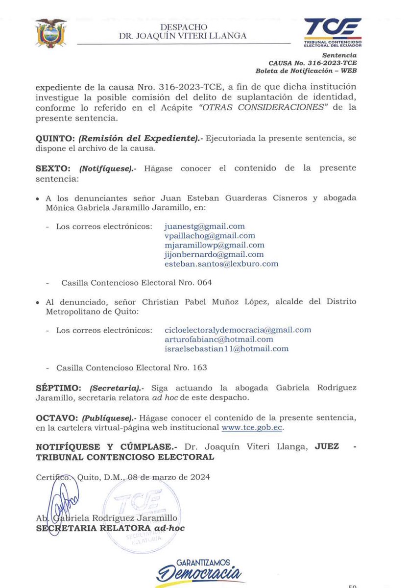 ecuainm_oficial's tweet photo. ‼️#URGENTE
@TCE_Ecuador acepta la denuncia del consejero del CPCCS, Juan Guarderas, y Mónica Jaramillo, por infracción electoral, en contra de @pabelml. El Tribunal puso una multa al Alcalde de Quito de $9.200 y ofrecer disculpas públicas. Sin embargo, no será destituido de su cargo.