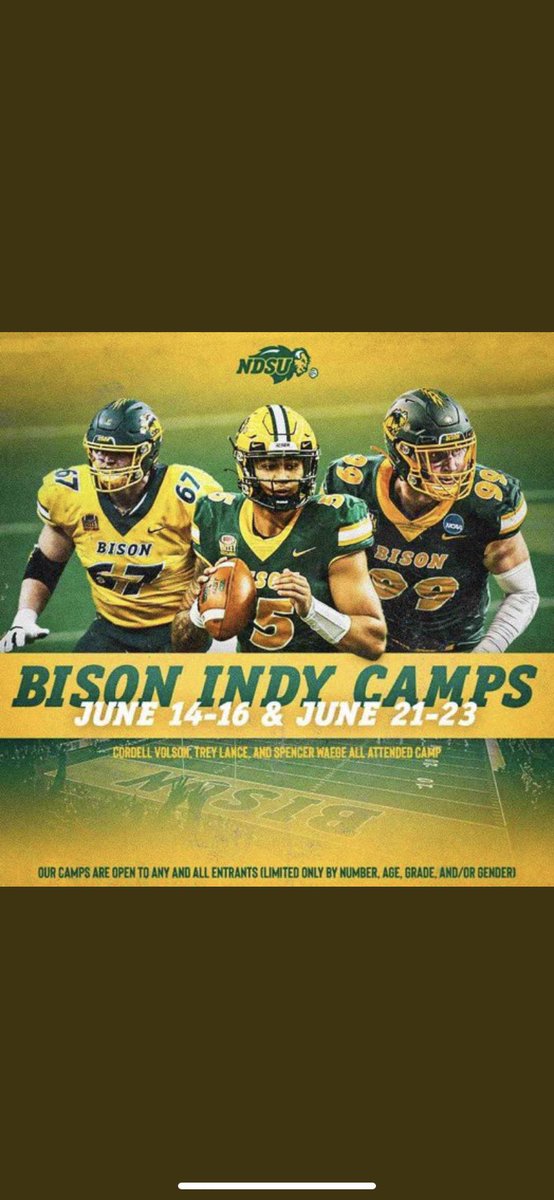 Thank you !! ⁦<a href="/DavidWienke15/">David Wienke</a>⁩ can’t wait to get down there !! ⁦<a href="/FallsBison/">Great Falls High Bison Football</a>⁩ ⁦<a href="/EStoverud/">Eric Stoverud</a>⁩