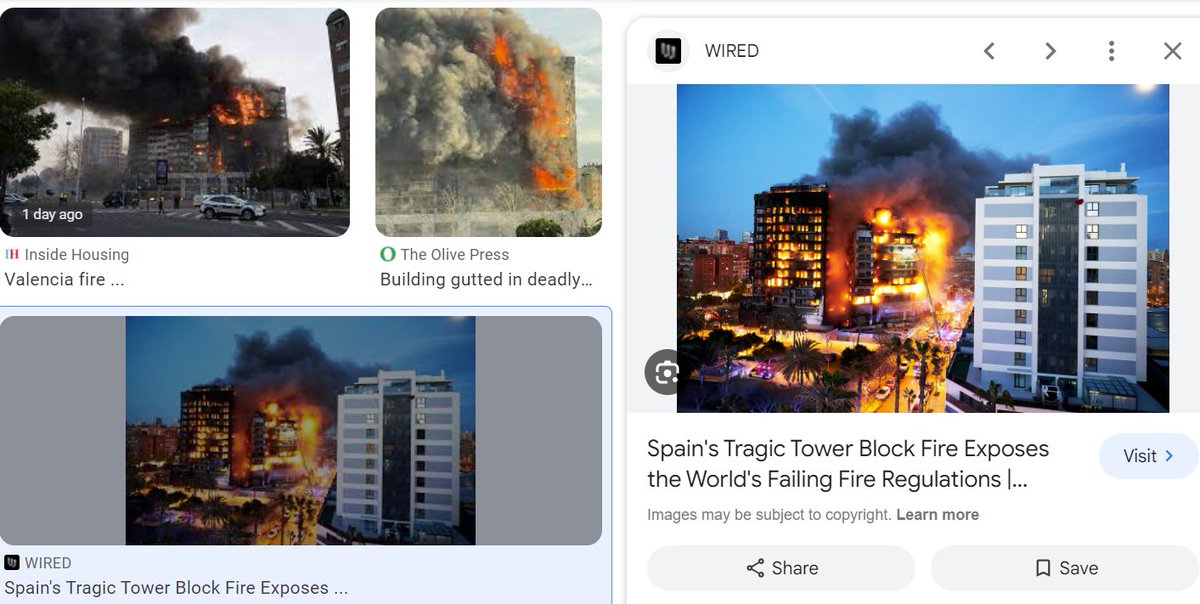 The same panels used in Torre de Moro and the Valencia building. Photo of Larson panels being installed on the facade of the Valencia building. Both buildings gutted by fire within minutes. 10 fatalities confirmed so far. @INCENDIOdeiMoro