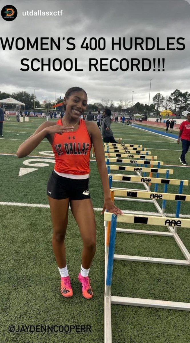 Coach_MHill's tweet photo. Yeaaaaa Cooop! Another NEW TECH athlete putting her name in the collegiate record books ! 📚 we see you J!! #Techmade @utdallasxctf https://t.co/nuM8hQp3Db