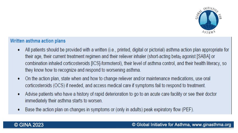 An asthma attack is a signal that something went wrong! 4 of 4:  Was a post-attack review done? GINA recommends an assessment within a week to identify and fix modifiable risk factors such as lack of an asthma action plan. ginasthma.org/reports