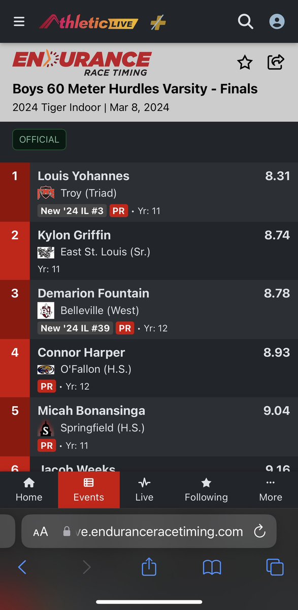 BWestboysTNF's tweet photo. PR 🚨Demarion Fountain 8️⃣.7️⃣8️⃣ 3rd overall #IL39 @BWestAthletics https://t.co/FONqu1ZKil