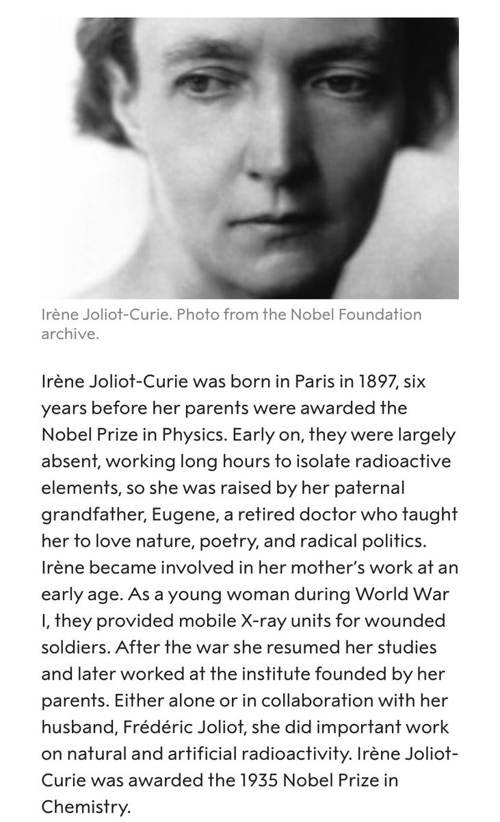 GCWA_SWFL's tweet image. Irène Joliot-Curie
Discovered artificial radioactivity