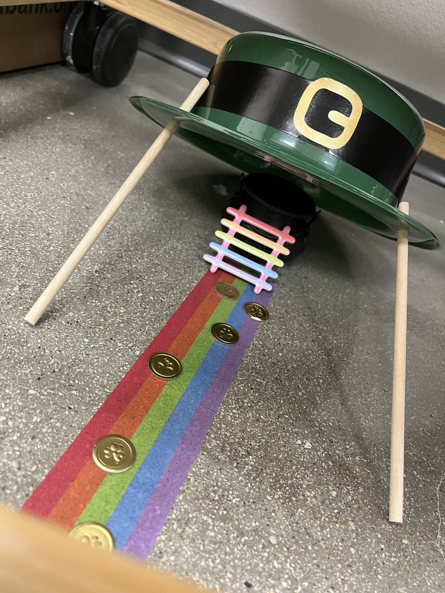 Mrs_NicholsonJ's tweet photo. Yesterday we set up a leprechaun trap and it seems as though they are a bit trickier to catch than we thought..! He did leave behind a little treat for our clever effort🍀🌈 @EmilyLoftin4 @Carly41595 @comalcreekes https://t.co/c9obuHKxmP