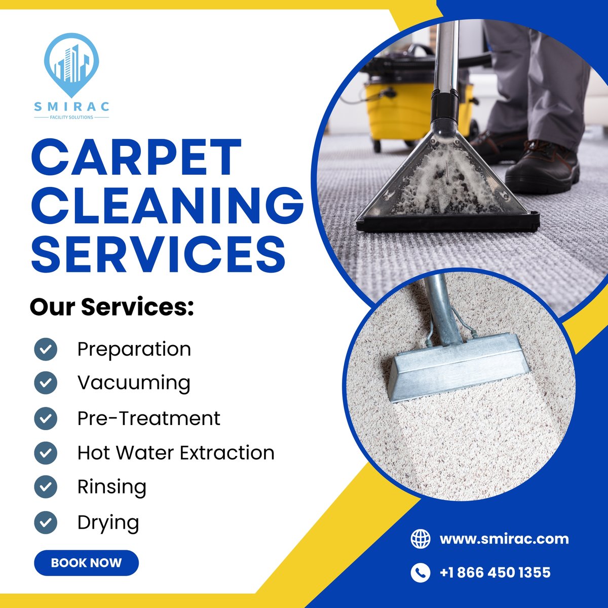 Elevate your living or workspace with SmiRac Facility Services – your go-to expert in unmatched carpet cleaning excellence!

Book Now: shorturl.at/KQR27

#SmiRacClean #EcoFriendly #DeepCleanExperts #CarpetCleaning #SmiRacServices #smiracshine #Cleaning #smiracsolutions