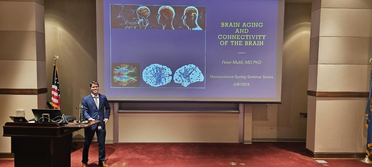 Lucky to have @OU_Neurosurgery’s own Peter Mukli present at our @OUNeuroscience seminar series today! He discussed functional connectivity changes in the aging brain. Thanks Peter!!