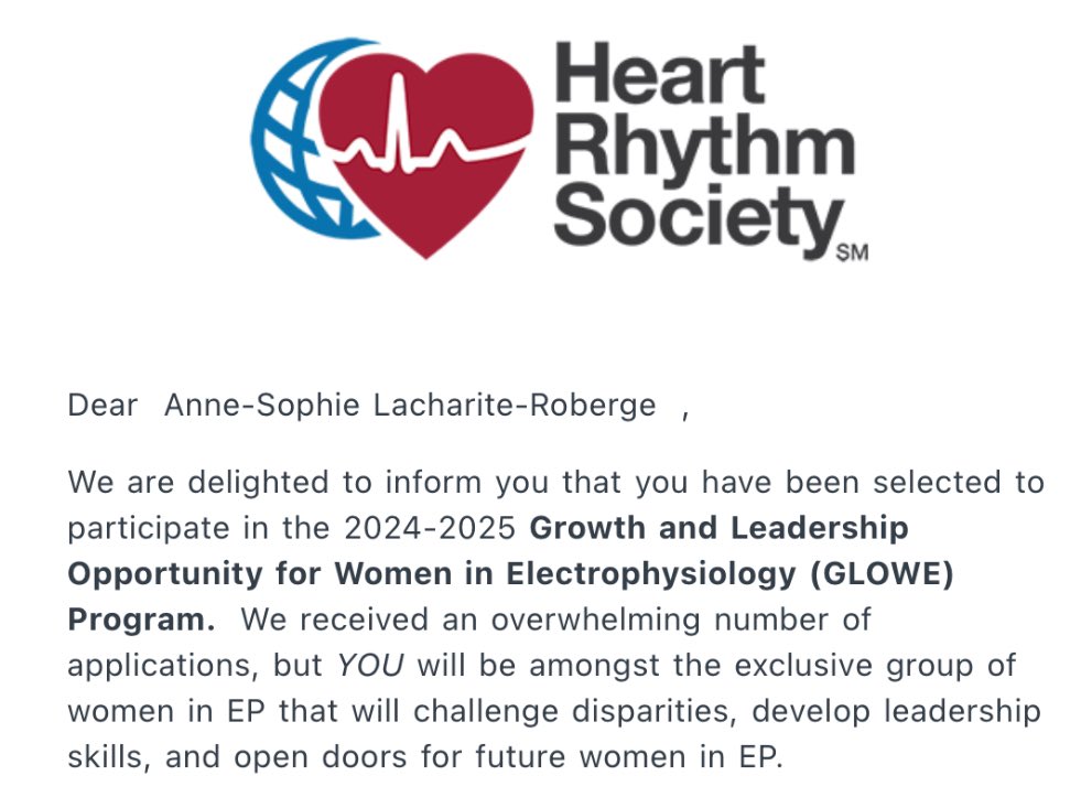 On this #InternationalWomenDay, I am honored to have been selected by #HRS to participate in the Growth and Leadership Opportunity for Women in Electrophysiology (GLOWE) Program for my first year as an attending! @netta_doc @UCSDCardiology @HRSonline