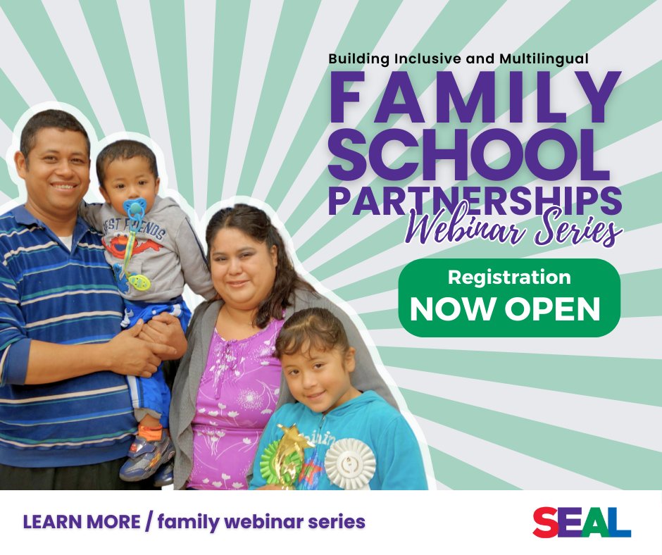 Just a few days until @SEALedEquity's Family-School Partnerships webinar series! 🗓️ Sign up for effective strategies for fostering family-school partnerships, establishing meaningful connections, and promoting language and cultural diversity. bit.ly/47sW4gW