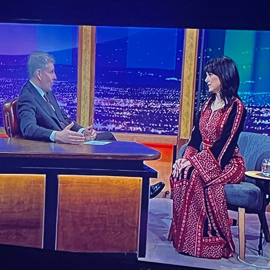 Thanks @PatricKielty and @RTELateLateShow for having me come talk about our documentary Lily and Lolly: The Forgotten Yeats Sisters I made with @redshoe_tv for @SkyArts and @Failte_Ireland Traditional Palestinian dress by wonderful @TatreezSisters #Ceasefirenow #freepalestine