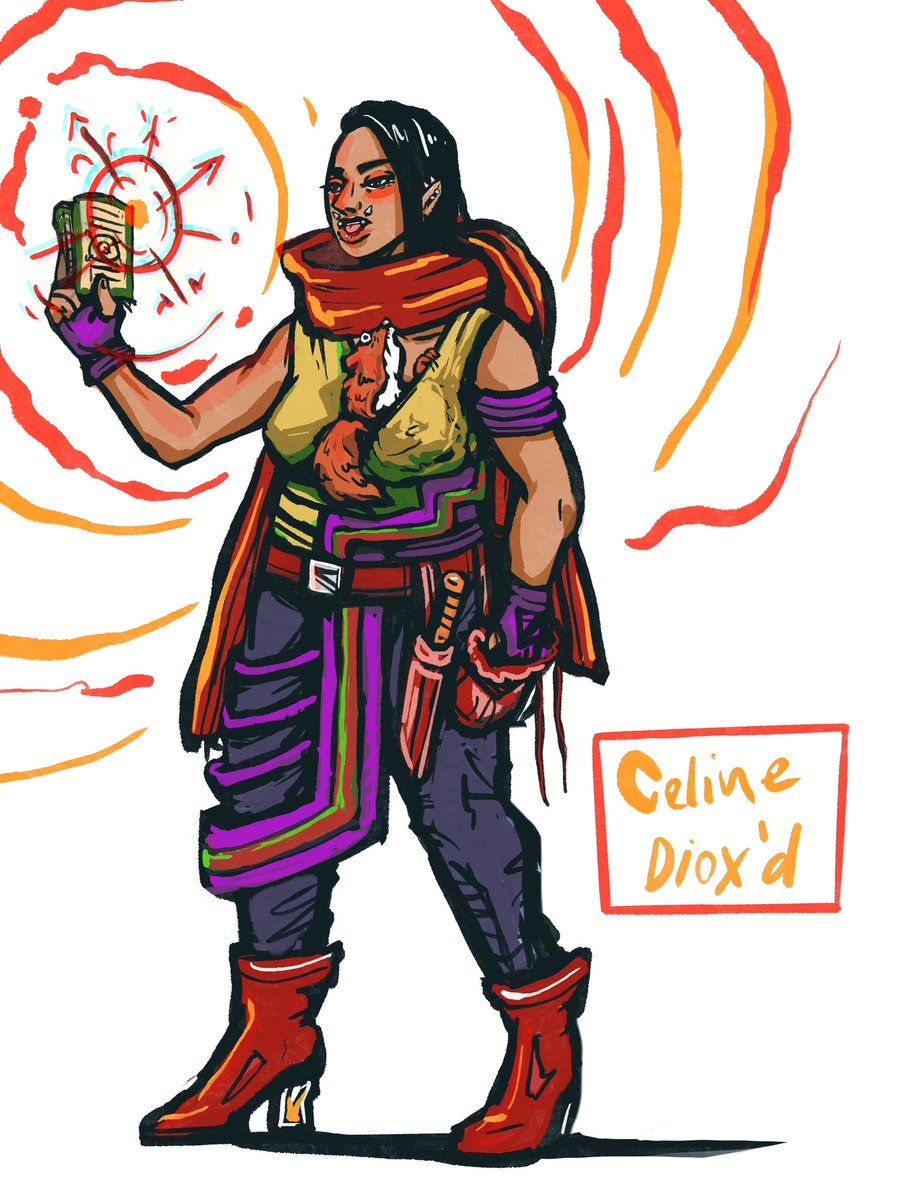 UnlimitedBugles's tweet photo. In love with my newest ttrpg character, Celine…. Redesigned for a wizard school text only pathfinder campaign I’m playing with friends 😭❤️ https://t.co/apZ0ByvqjT