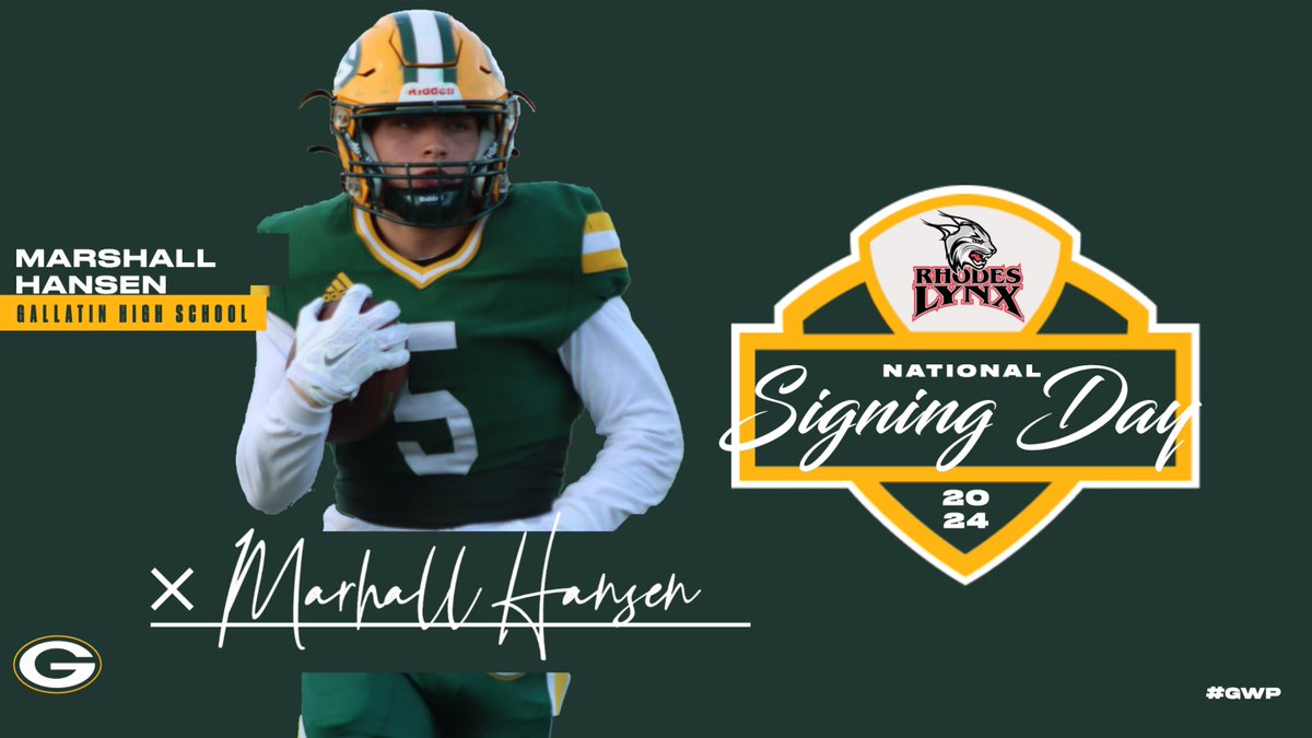 Congratulations to <a href="/GHSWaveFootball/">Gallatin Green Wave Football</a>
Linebacker Marshall Hansen <a href="/MarshallH1014/">Marshall Hansen</a> 
for signing to continue his playing career at Rhodes College <a href="/RhodesFootball/">Rhodes Football</a>. #GWP