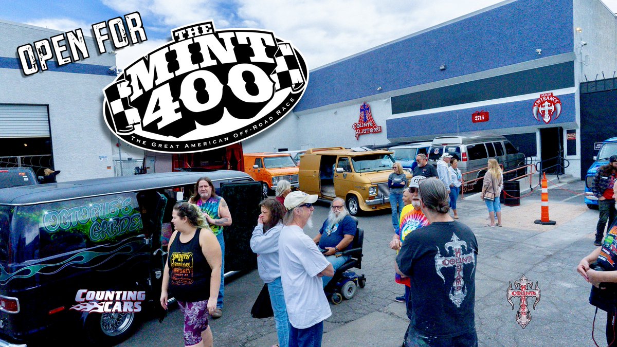 CountsKustoms's tweet image. Whether you're in Las Vegas for Van Fest or the famed Mint 400, stop by the Count’s Kustoms museum! We are open every day from 10am-4pm where you can take a FREE tour of @DannyCountKoker amazing rides and pick up some cool merch to take home with you!  #mint400 @CountsKustoms_S