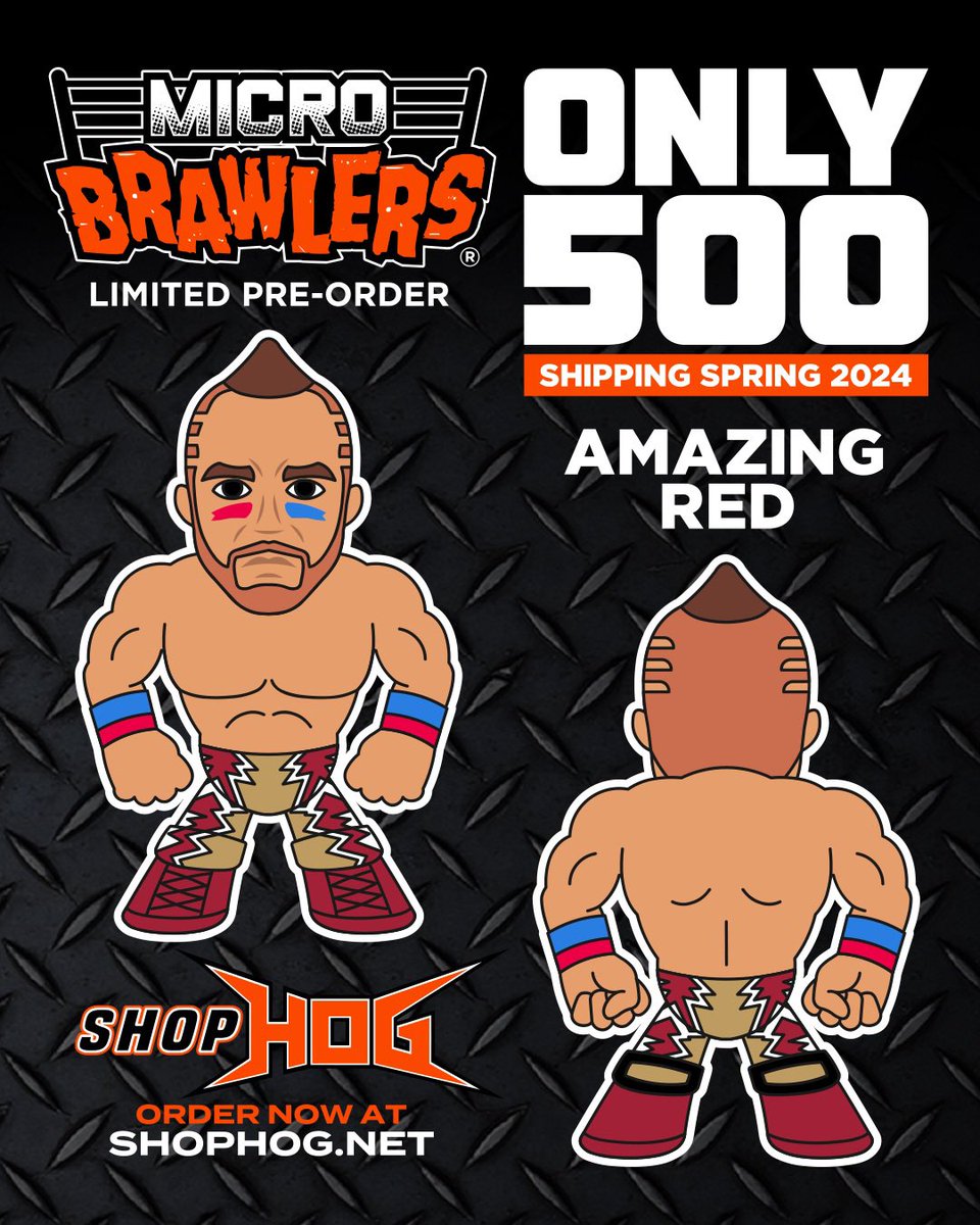 Celebrate Amazing Red’s return on April 5th at #REVOLVERxHOG by preordering his upcoming micro brawler at #SHOPHOG SHOPHOG.NET #HOG #Houseofglory #hogwrestling #prowrestling #tna #roh #figlife #microbrawlers #pwt