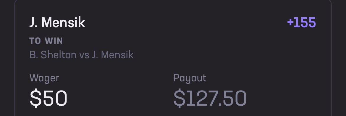 ChefTaco3's tweet photo. This is going to be a great match. Mensik is in amazing form recently &amp; playing with a lot of confidence. Will be looking to take live bets if he starts off a little slow. 
Starting off with half a unit. https://t.co/J7sYvaMh0A