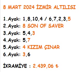 Yine Boş Yok 💰 11.899,46 ₺ 2.439,06 ₺ ikramiye kazandıran  🐴 Antalya ve İzmir Altılısı Tuttu ✅

⭐️ Sende Abone ol Sende Bizimle Kazan. 
Tahminleri görmek için  🛡️ sahadanganyan.com 
📞 0532 293 22 92