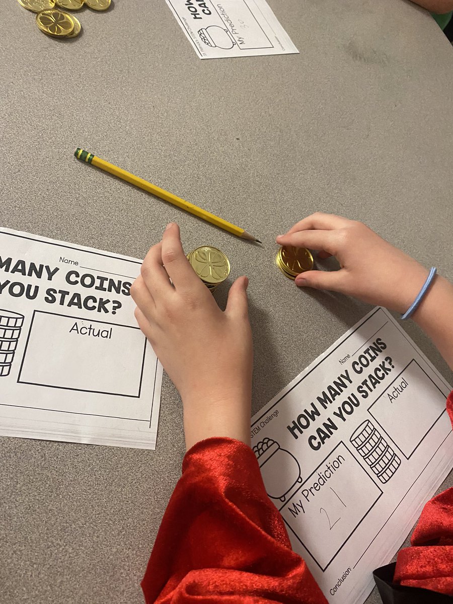 Friday Fun St Patrick’s Day Math Stations! 

Gold Coin Stack using repeated addition with a partner! 
Lucky Charms Counting Collection adding together with partner. 
St Patrick’s Day Geoboard! 🌈☘️🍀
<a href="/MunfordElem/">Munford Elementary</a>  #STEAMSTATIONS
