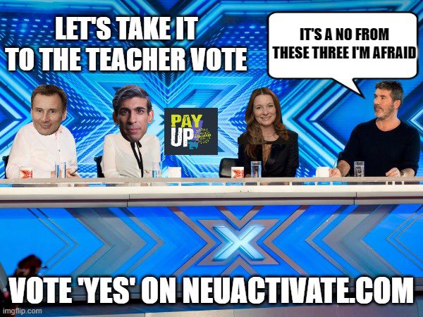 We have to send a message to Government – we need a fully funded, inflation-plus pay rise and schools need more funds.

Let's demand the investment in education our children deserve. We must save our schools. 

🗳️Vote now: NEUActivate.com

#InvestInEducation #PayUp24