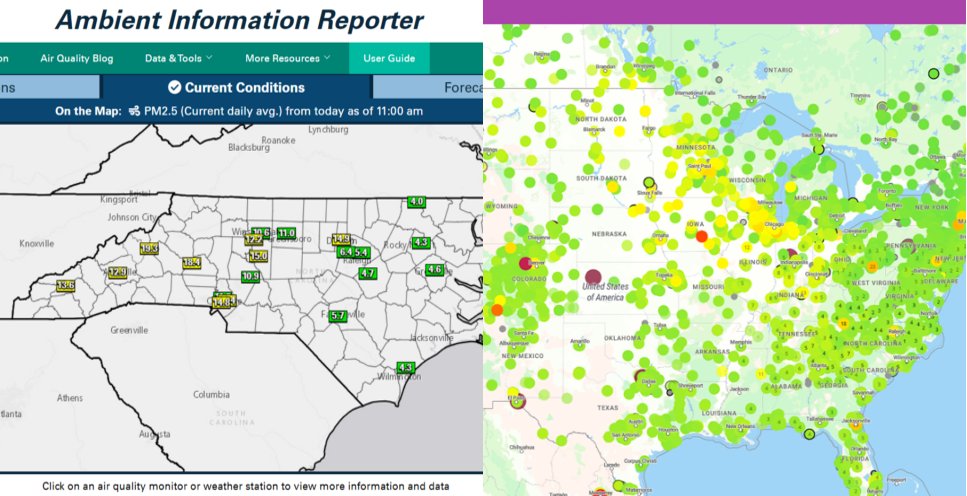 NC Air Quality Forecast (@ncdaq_forecast) on Twitter photo Have you ever been confused about #airquality data? Check out Parts 1 and 2 of our new blog series that explores the strengths and limitations of commonly used PM data sources and how to use them together to inform your decisions.
airquality.climate.ncsu.edu/2024/02/21/air…
airquality.climate.ncsu.edu/2024/02/21/air… Have you ever been confused about #airquality data? Check out Parts 1 and 2 of our new blog series that explores the strengths and limitations of commonly used PM data sources and how to use them together to inform your decisions.
airquality.climate.ncsu.edu/2024/02/21/air…
airquality.climate.ncsu.edu/2024/02/21/air…