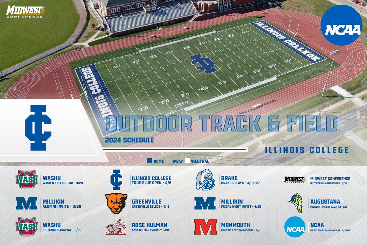 ICXCTF's tweet photo. 🔹2024 ICTF OUTDOOR SCHEUDLE🔹
It’s Outdoor Season!! We will be host one regular season outdoor meet as well as the 2024 Midwest Conference Outdoor Championships❕
#ICTF | #BuildTheGAP | #OUTDOORSZN https://t.co/Ww6qjm6qRX