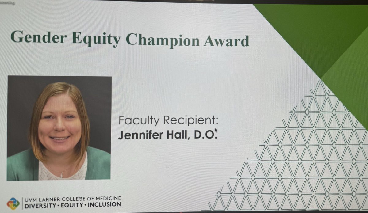 UVMPattyPrelock's tweet photo. Faculty member, Jennifer Hall and medical student, Neeki Parsa were recognized this week as Gender Equity Champions ⁦@uvmvermont⁩ ⁦@UVMLarnerMed⁩ ⁦@UVMMedCenter⁩   Congratulations! https://t.co/EPmz3fmDl9