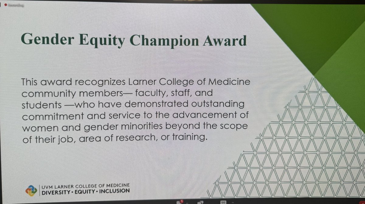 UVMPattyPrelock's tweet photo. Faculty member, Jennifer Hall and medical student, Neeki Parsa were recognized this week as Gender Equity Champions ⁦@uvmvermont⁩ ⁦@UVMLarnerMed⁩ ⁦@UVMMedCenter⁩   Congratulations! https://t.co/EPmz3fmDl9