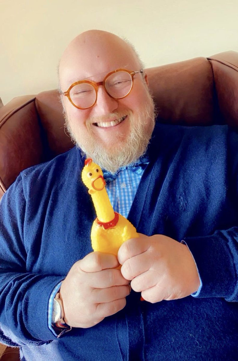 pjkong1969's tweet image. As I get older, the gifts get weirder! The very picture of happiness. One man playing with his plastic........ chicken!