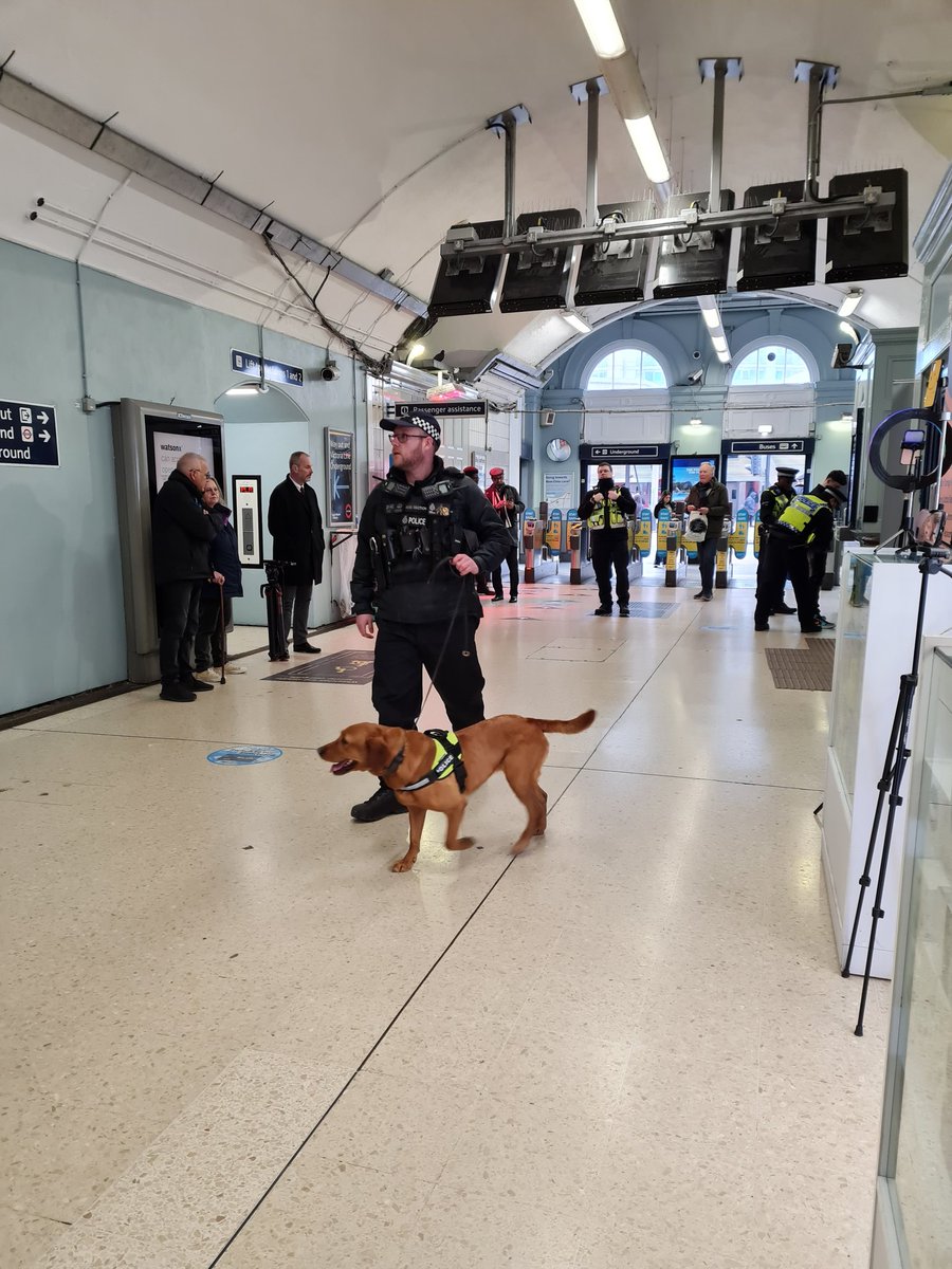 Our Clapham team were at #Vauxhall @SW_Help station today with Police Dog Mace from @BTPDogs With officers from @BTPUnderground & @MPSRTPC & @LambethMPS + @BTP VCTF & CL teams, there was an arrest for fraud offences & a large quantity of drugs taken off the street. #JointWorking