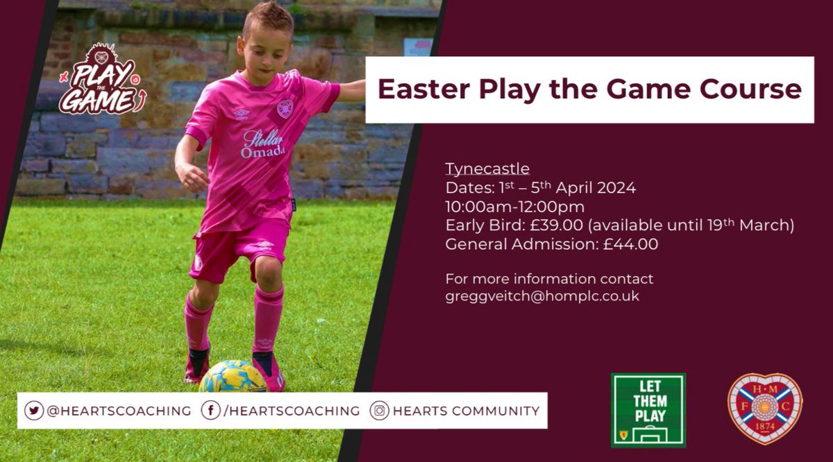 Easter Play the Game Courses🥚🐇 All of our Easter courses are now live! Looking to keep your little ones active over the Easter holidays? Sibling discounts available! ⬇️Book Now⬇️ 🔗bit.ly/HMFCComEvents 👇🏻all the info below👇🏻