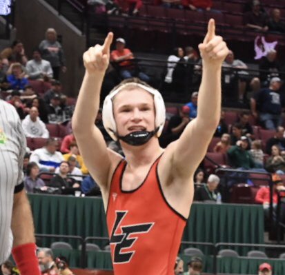 Congratulations to @LoganElmSports @LOGANELMWRESTLE Dawsen Hudson for getting his 100th win at the state championships today!