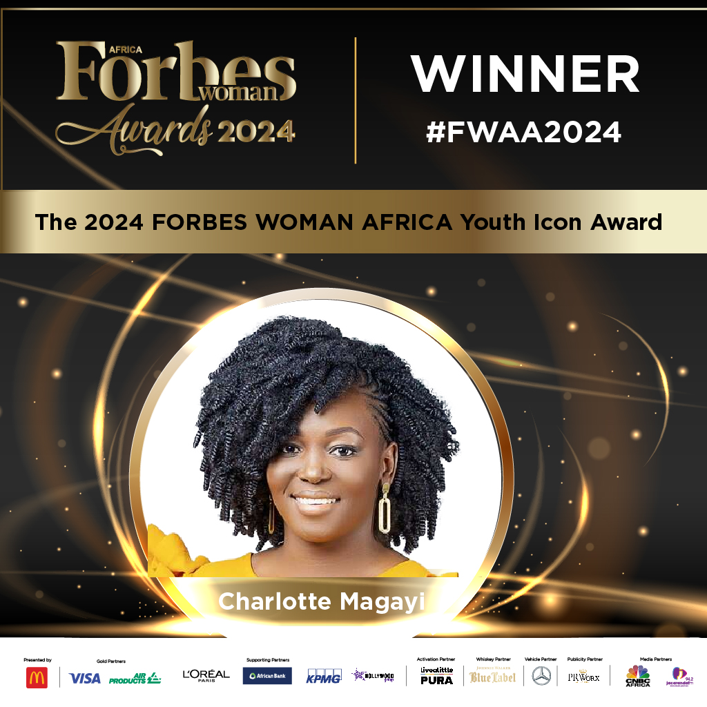 #FWAA2024 And the winner of the 2024 FORBES WOMAN AFRICA Youth Icon Award is Charlot Magayi CEO & Founder Mukuru Clean Stoves🎉