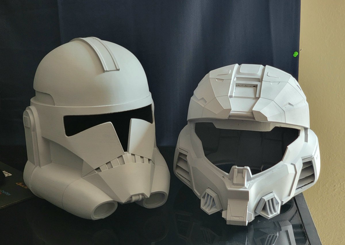 Senjo41A's tweet photo. Weekend projects...what will be a  Commander Fox and a Halo Mk VII. Oh, the cat ears will be added.  #3dPrint #3dprinting #3dprinted #ElegooPrinter #Elegoo #Neptune3Max #ElegooPLAPro #Halo #TheCloneWars #CloneCommander #CloneTrooper #StarWars #StarWarsCosplay #Cosplay #CosplayProps