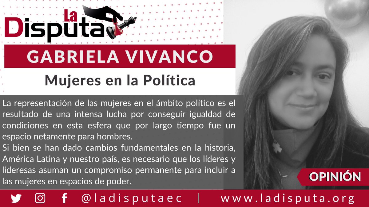 🟢🟣 #Opinión I Te presentamos el artículo de Gabriela Vivanco @gabytavi83 que realiza un análisis sobre la #mujer en la política por el #8M, #díainternacionaldelamujer trabajadora

👉📎 ladisputa.org/2024/03/08/muj…

#NiUnaMenos #8deMarzo2024 #DiaDeLaMujer