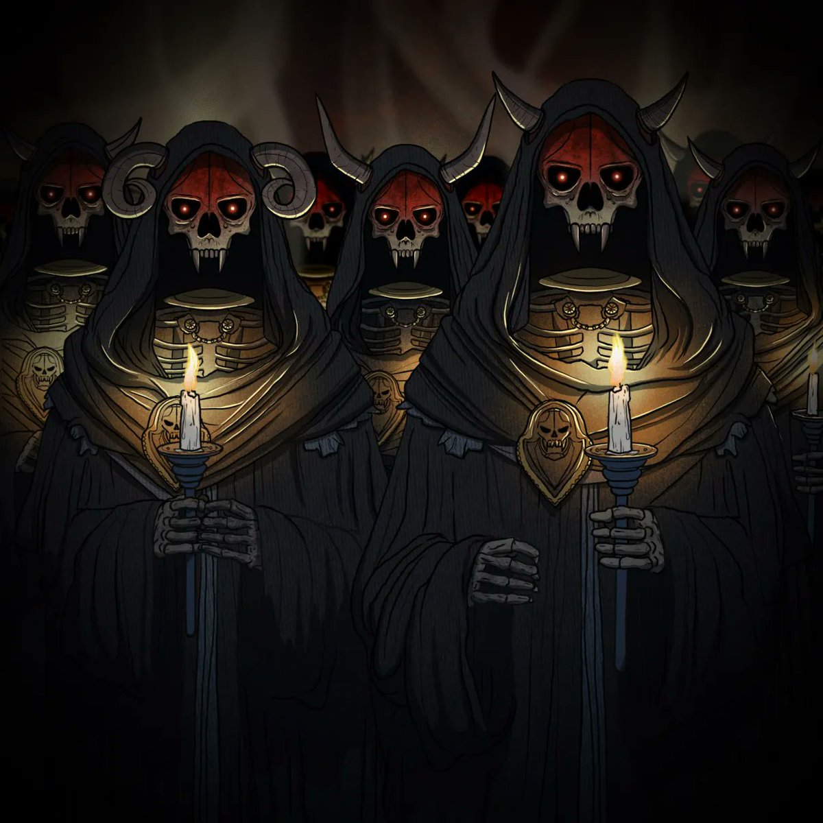 BizarreStarsNFT's tweet photo. New Bizarre Stars Series 2 Council of Skulls Background Reveal!
Shinobley Portrait (Evan Mobley) was created by @ShinjiAkhirah and the Dark Ritual Border and Council of Skulls Background were created by @zakalwe_x!
Did you know that EVERY Bizarre Stars Series 2 Border, Background and Player is hand drawn to perfection by our team of artists?