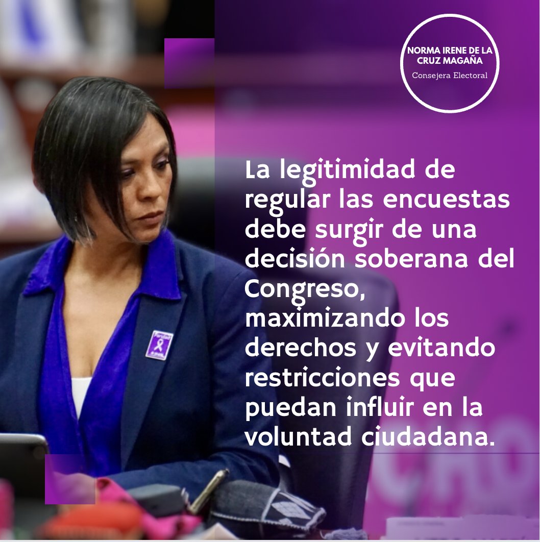 NormaIreneD's tweet photo. La regulación de las encuestas y sondeos de opinión debe ser analizada a fondo, considerando los derechos humanos y la democracia. Pero considero que quienes deben de debatir y legislar al respecto son las fuerzas políticas en el Congreso. @INEMexico https://t.co/9lKUGm8Nps